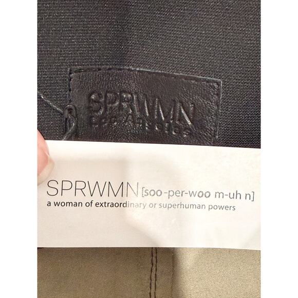 SPRWMN High Waisted Skinny Fit Leather Ankle Flare Pants Moss Green Women's XS - Picture 5 of 6